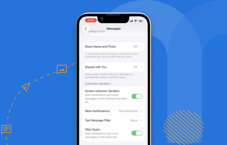 iOS 26 message settings screenshot - unknown sender